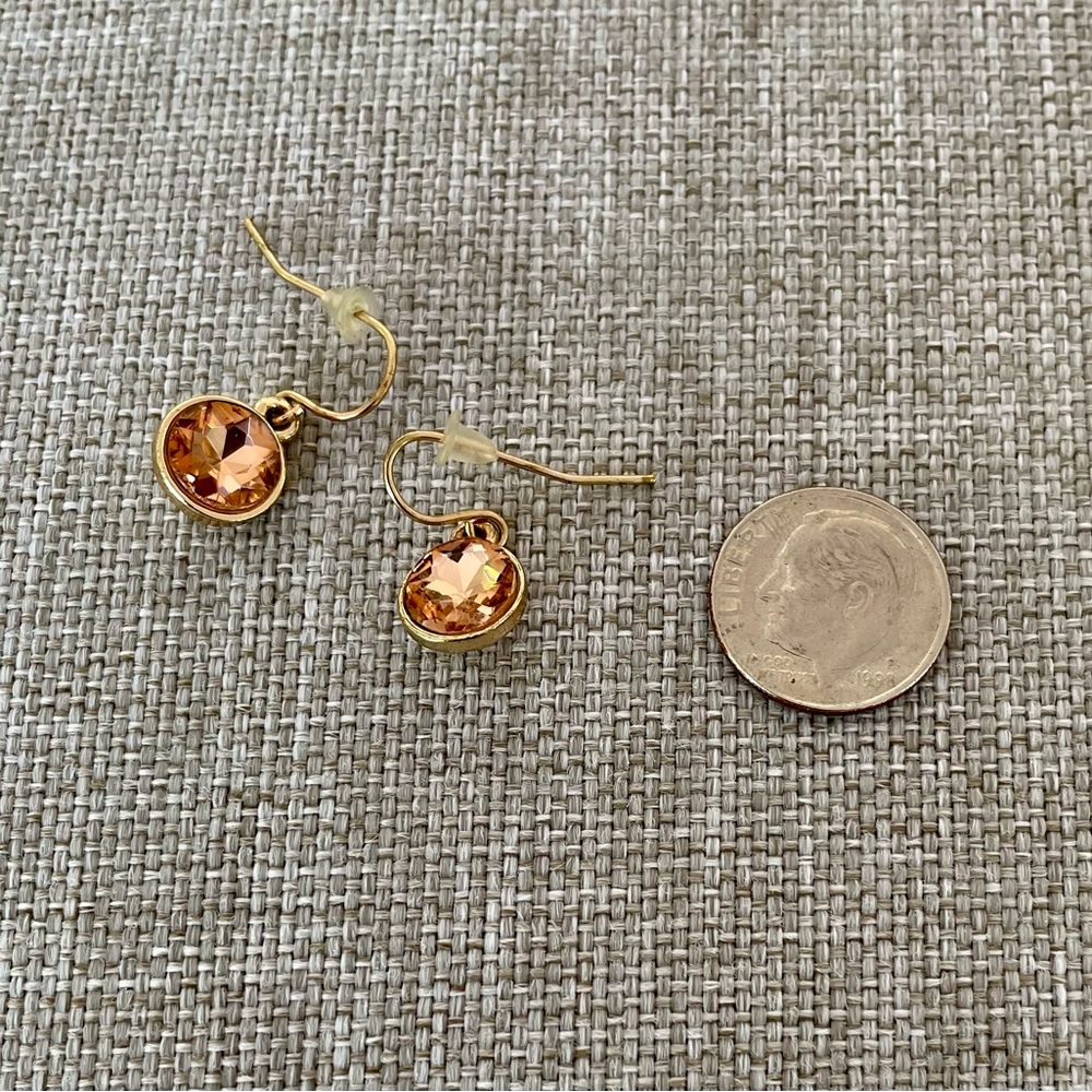 NWOT Earnings Peach Faceted Crystal and Gold Metal - Picture 4 of 6